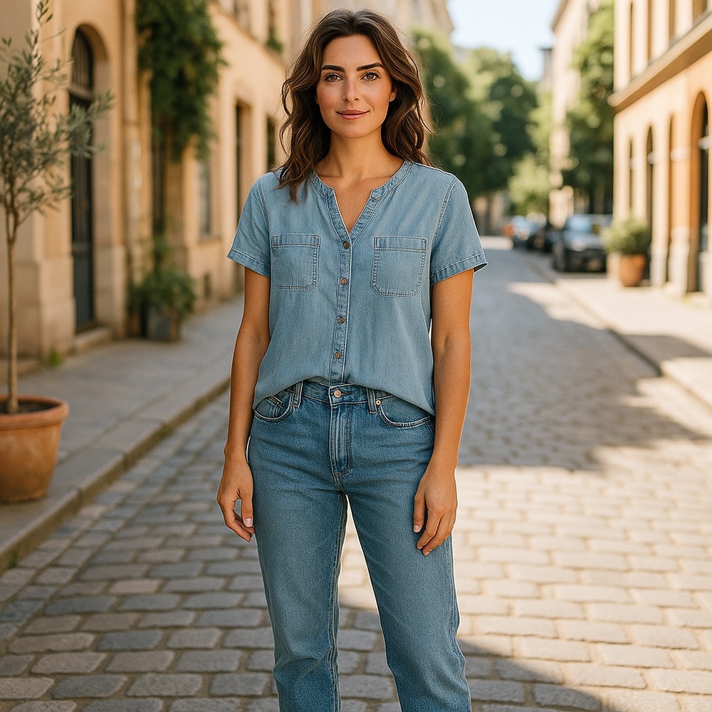J. Jill Light Blue Denim Blouse